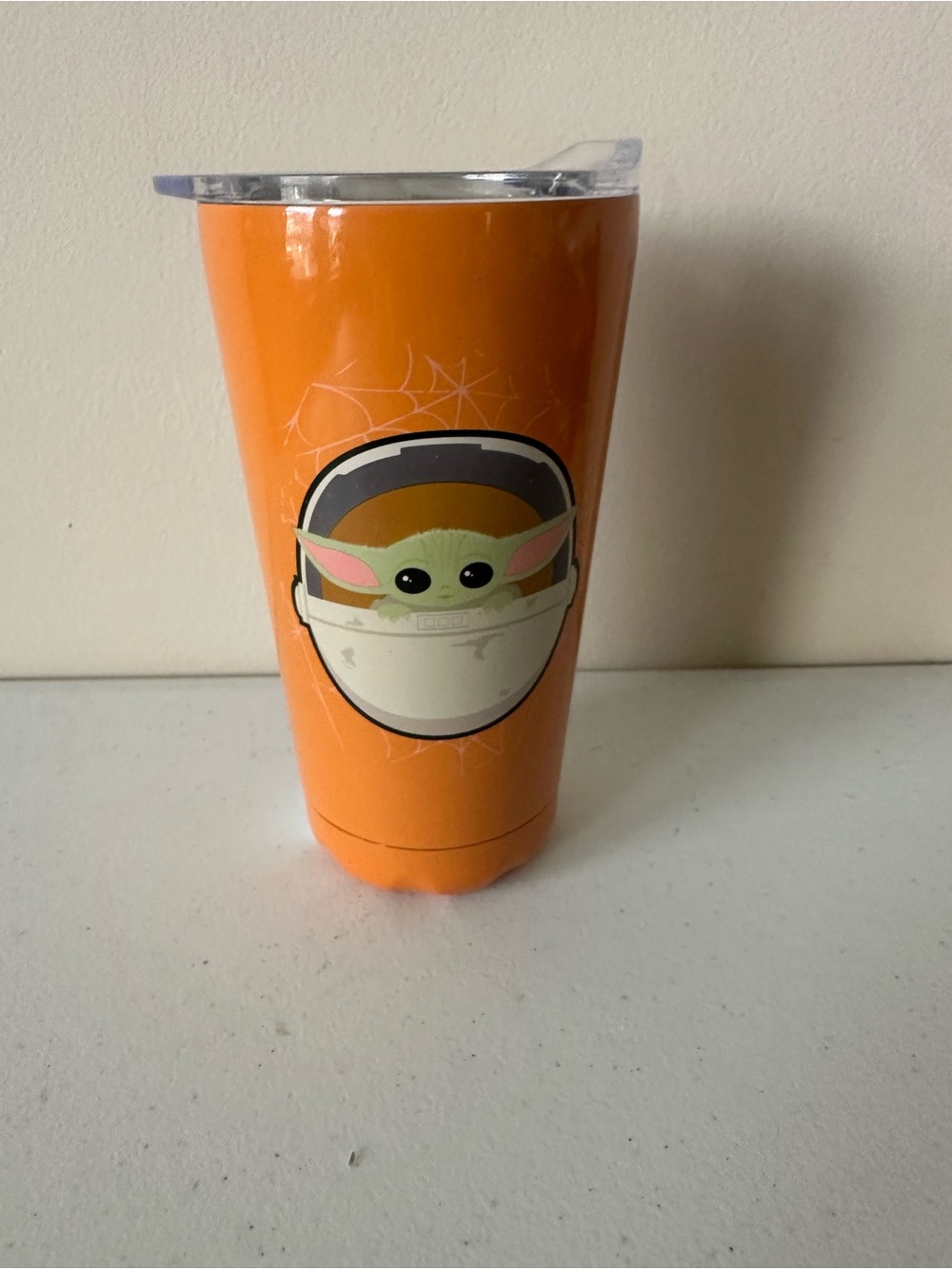 Disney Parka Star Wars Orange Tumbler with Baby Yoda Design NWOT